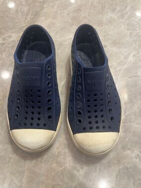 Native Navy Slip-On Shoes with White Toe Caps - Size 9